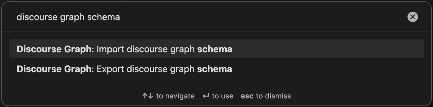 Schema commands in the command palette
